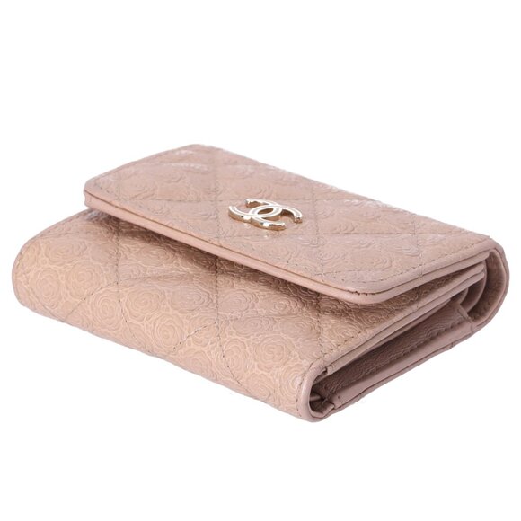 CHANEL Camellia Trifold Wallet A70301 Beige Leather - Picture 4 of 8